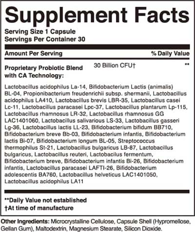Activatedyou Advanced Restorative Probiotic Supplement Facts